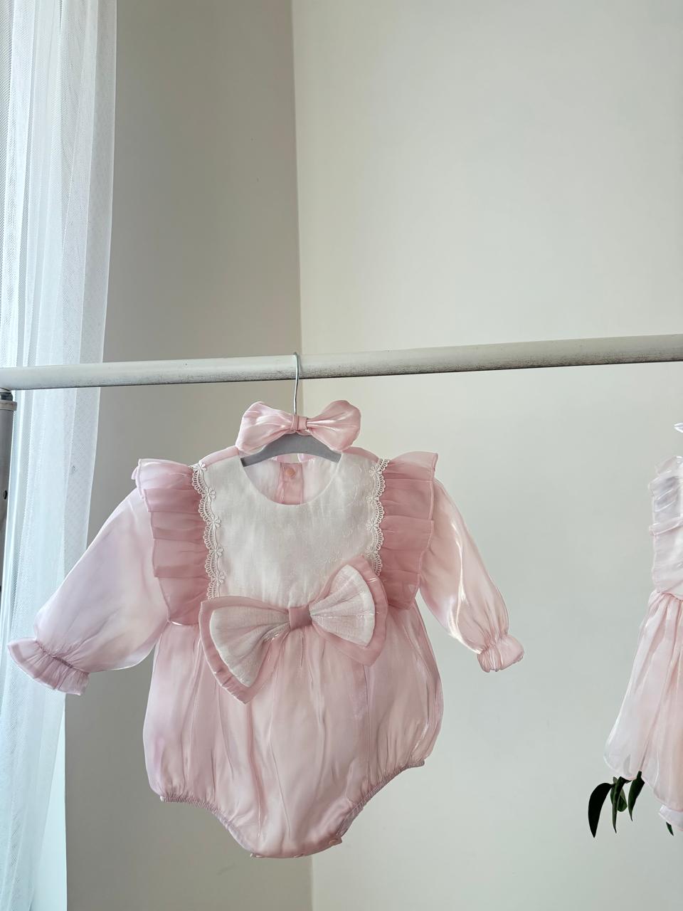 Pink bow romper