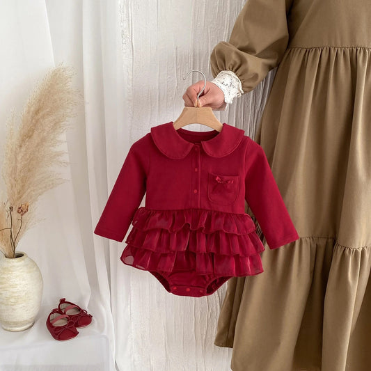 Myeong Red Ruffle Romper