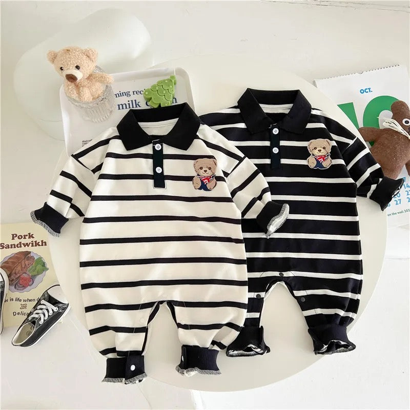 Bear/Stripe romper