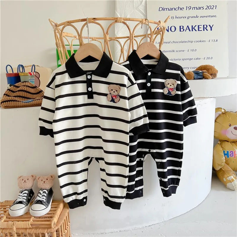 Bear/Stripe romper