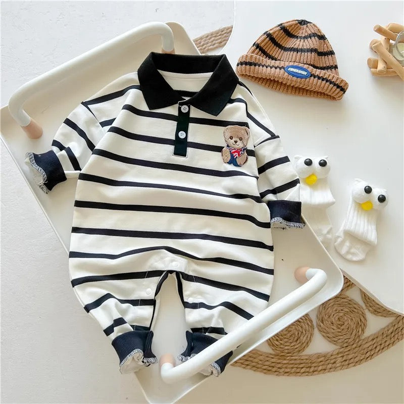 Bear/Stripe romper