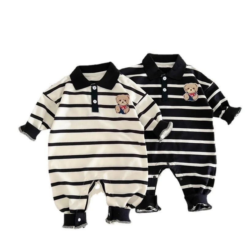 Bear/Stripe romper