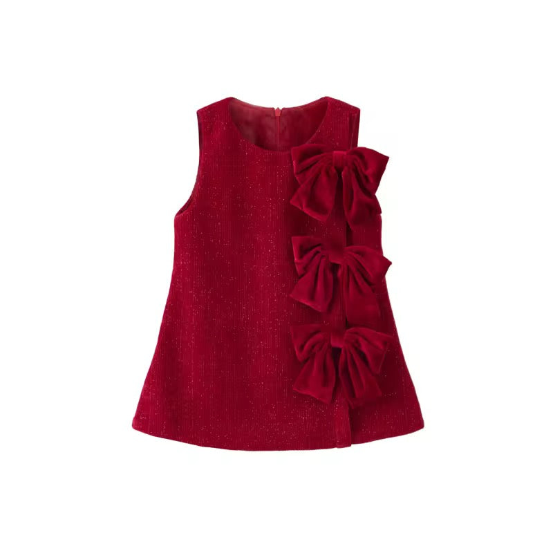 Elif red bow dress